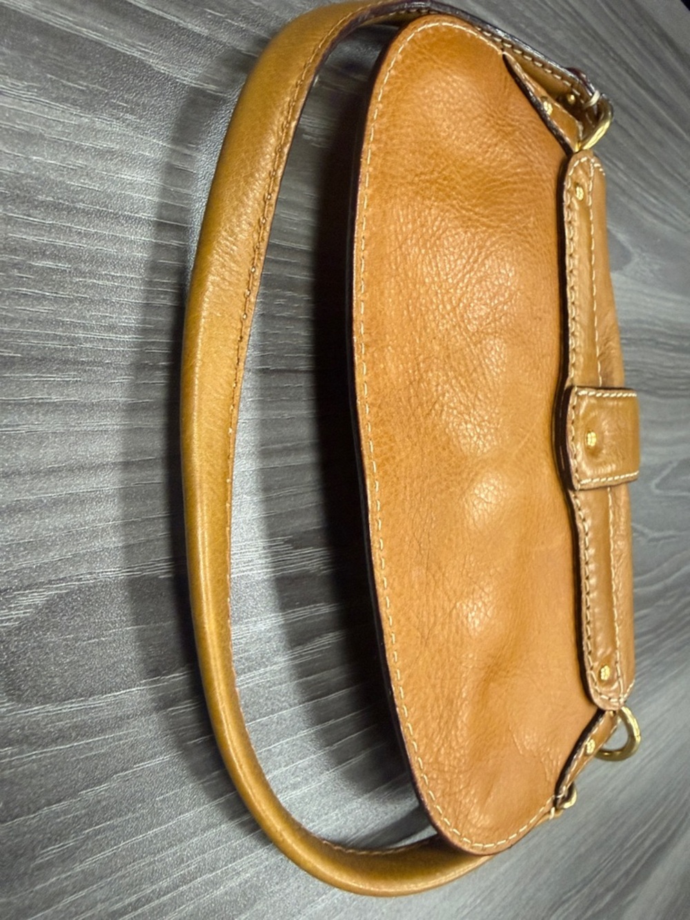 Michael Kors brown tan flap leather purse studded trim Shoulder Bag Clutch - Picture 12 of 13